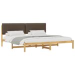 vidaXL Rám postele s čalúneným čelom Bielená a taupe 180 x 200 cm – Obrázok 2
