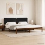vidaXL Rám postele s čalúneným čelom Tmavohnedá a čierna 200 x 200 cm