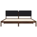 vidaXL Rám postele s čalúneným čelom Tmavohnedá a čierna 200 x 200 cm – Obrázok 4