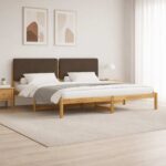 vidaXL Rám postele s čalúneným čelom Bielená a taupe 200 x 200 cm