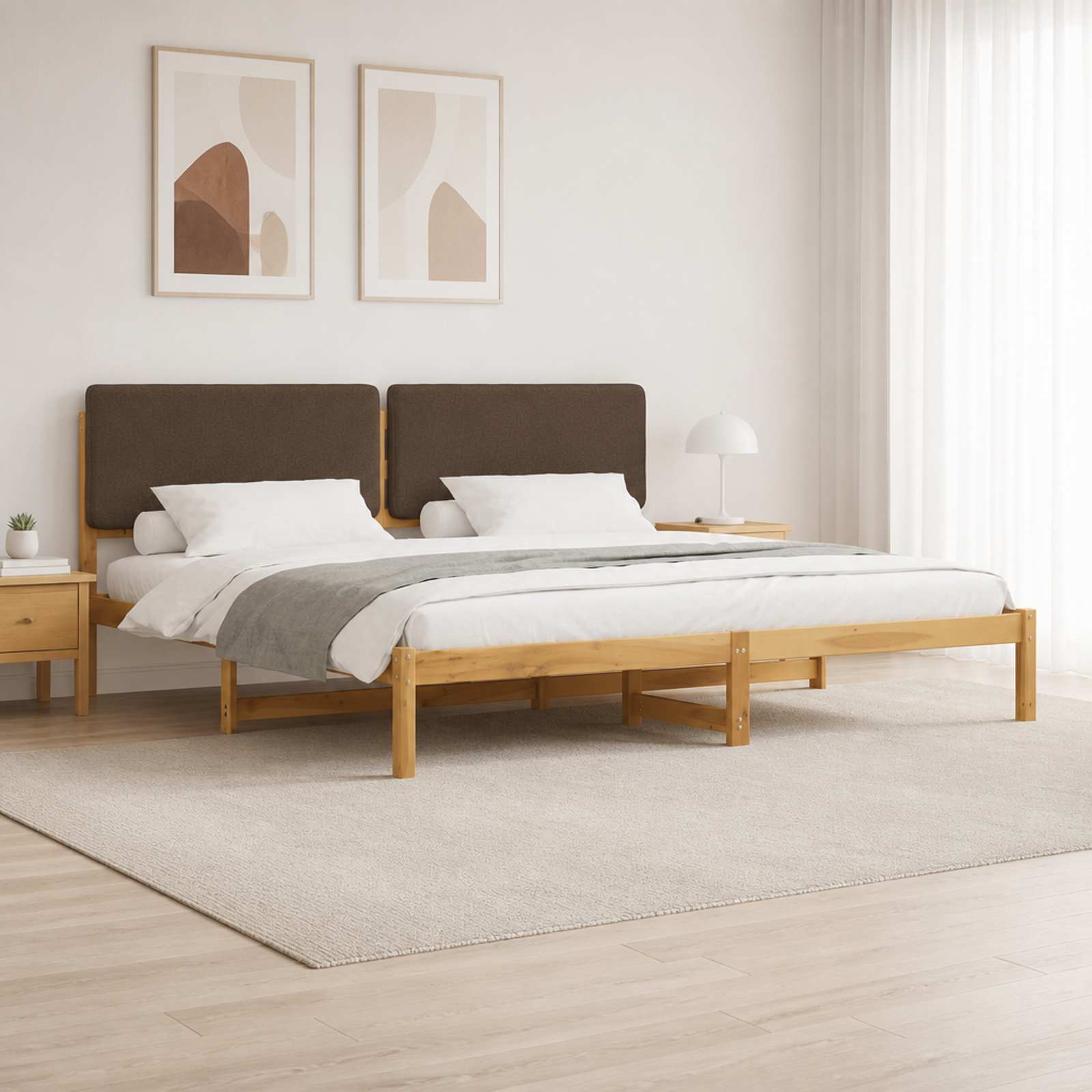 3405052_1.jpg vidaXL Rám postele s čalúneným čelom Bielená a taupe 200 x 200 cm – Obrázok 1