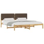 vidaXL Rám postele s čalúneným čelom Bielená a taupe 200 x 200 cm – Obrázok 2