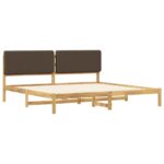 vidaXL Rám postele s čalúneným čelom Bielená a taupe 200 x 200 cm – Obrázok 3