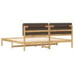 vidaXL Rám postele s čalúneným čelom Bielená a taupe 200 x 200 cm – Obrázok 6
