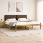vidaXL Rám postele s čalúneným čelom Bielená a taupe 180 x 200 cm
