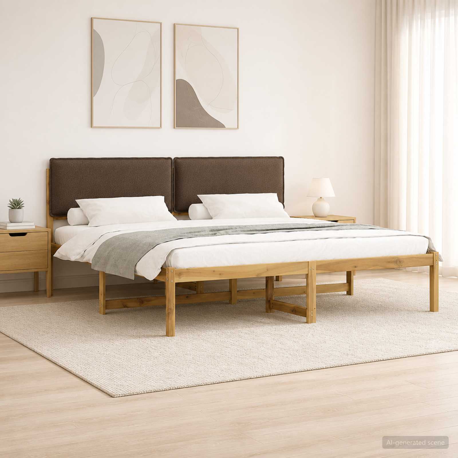 3405094_1.jpg vidaXL Rám postele s čalúneným čelom Bielená a taupe 180 x 200 cm – Obrázok 1