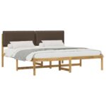 vidaXL Rám postele s čalúneným čelom Bielená a taupe 180 x 200 cm – Obrázok 2