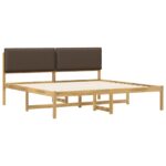 vidaXL Rám postele s čalúneným čelom Bielená a taupe 180 x 200 cm – Obrázok 3