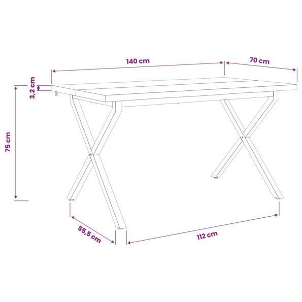 vidaXL Stôl s živým okrajom 140 x 70 x 75 cm Pevné akáciové drevo – Obrázok 11