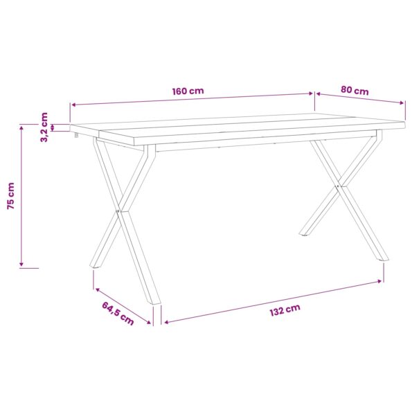 vidaXL Stôl s živým okrajom 160 x 80 x 75 cm Pevné akáciové drevo – Obrázok 11
