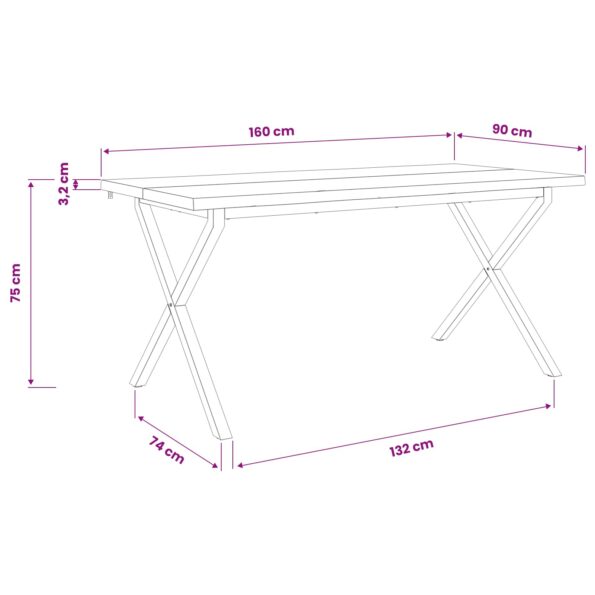 vidaXL Stôl s živým okrajom 160 x 90 x 75 cm Pevné akáciové drevo – Obrázok 11