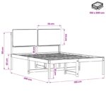 vidaXL Rám postele s čalúneným čelom Prírodná a tmavosivá 150 x 200 cm – Obrázok 11