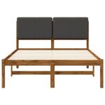 vidaXL Rám postele s čalúneným čelom Prírodná a tmavosivá 150 x 200 cm – Obrázok 4