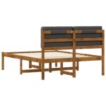 vidaXL Rám postele s čalúneným čelom Prírodná a tmavosivá 150 x 200 cm – Obrázok 6