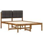 vidaXL Rám postele s čalúneným čelom Prírodná a tmavosivá 150 x 200 cm – Obrázok 3