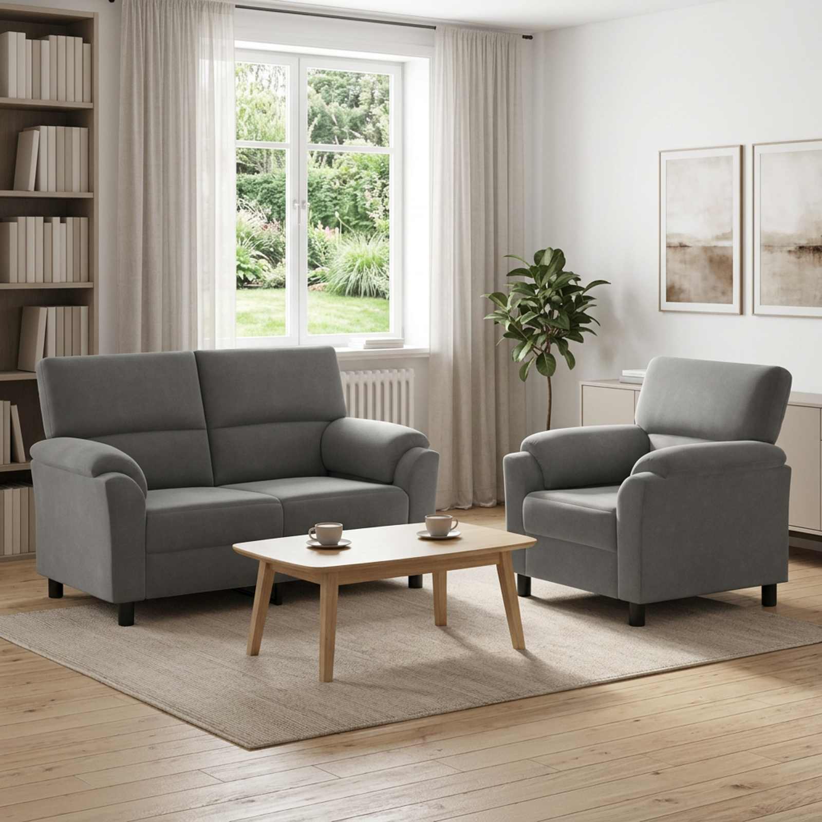 3430421_1.jpg vidaXL Sada pohoviek 2 pcs Tmavosivá Zamat – Obrázok 1