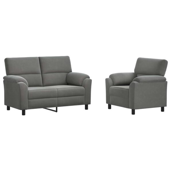 vidaXL Sada pohoviek 2 pcs Tmavosivá Zamat – Obrázok 2