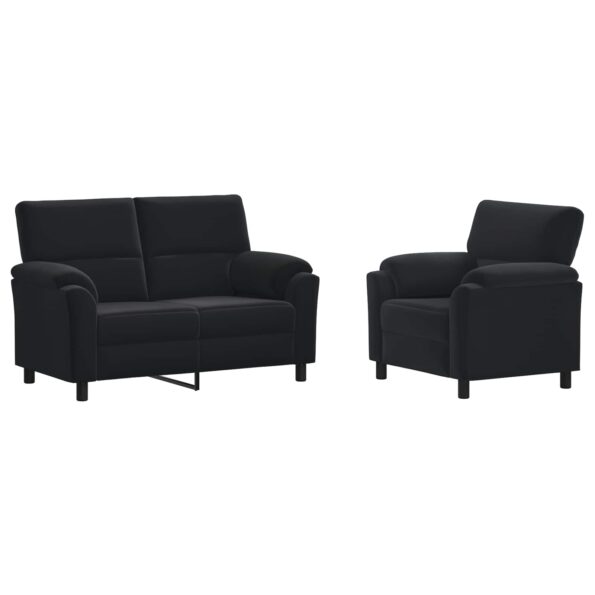 vidaXL Sada pohoviek 2 pcs Čierna Zamat – Obrázok 2