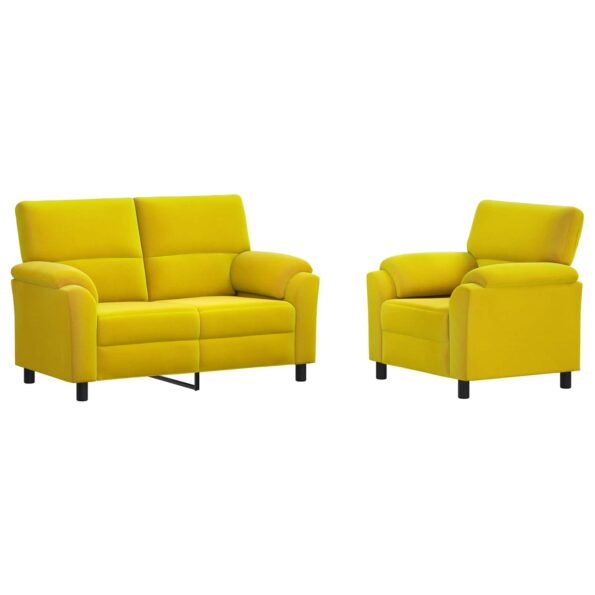 vidaXL Sada pohoviek 2 pcs Žltá Zamat – Obrázok 2