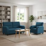vidaXL Sada pohoviek 2 pcs Modrá Zamat
