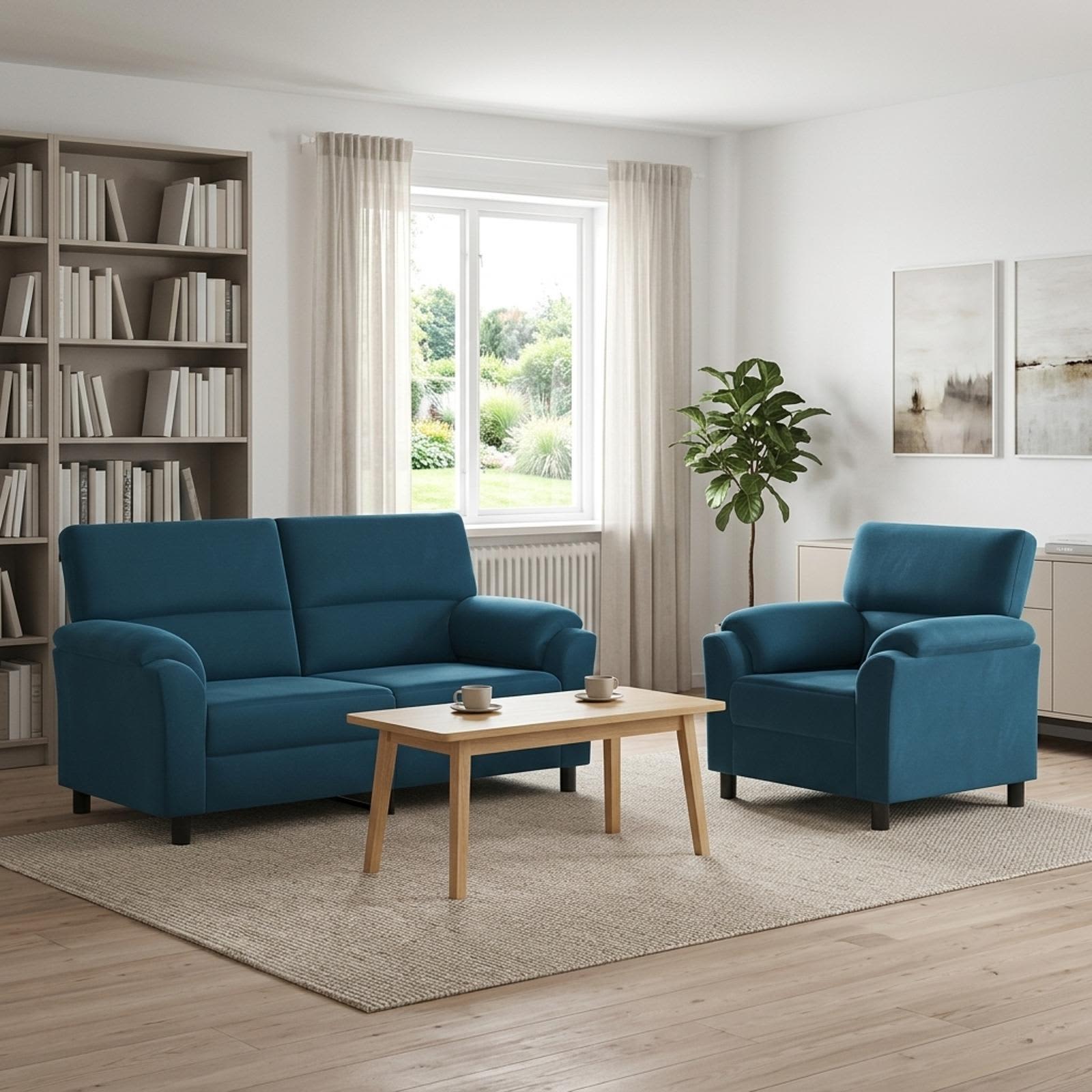 3430429_1.jpg vidaXL Sada pohoviek 2 pcs Modrá Zamat – Obrázok 1