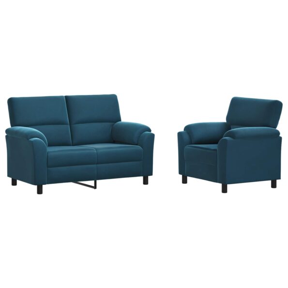 vidaXL Sada pohoviek 2 pcs Modrá Zamat – Obrázok 2
