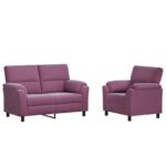 vidaXL Sada pohoviek 2 pcs Fialová Zamat – Obrázok 2