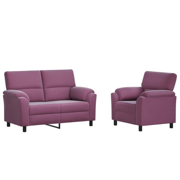 vidaXL Sada pohoviek 2 pcs Fialová Zamat – Obrázok 2