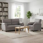 vidaXL Sada pohoviek 2 pcs Svetlosivá Zamat
