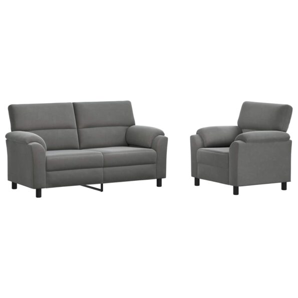 vidaXL Sada pohoviek 2 pcs Tmavosivá Zamat – Obrázok 2