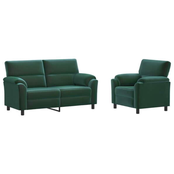 vidaXL Sada pohoviek 2 pcs Tmavozelená Zamat – Obrázok 2