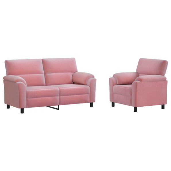 vidaXL Sada pohoviek 2 pcs Ružová Zamat – Obrázok 2
