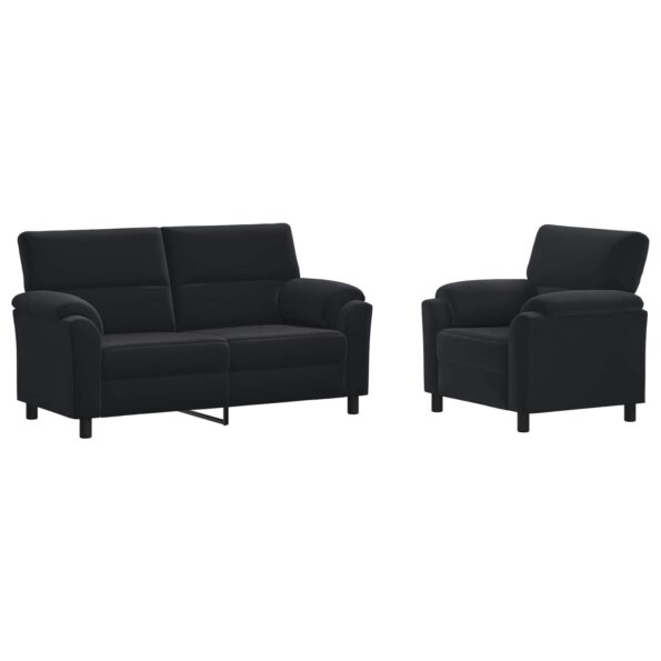 vidaXL Sada pohoviek 2 pcs Čierna Zamat – Obrázok 2