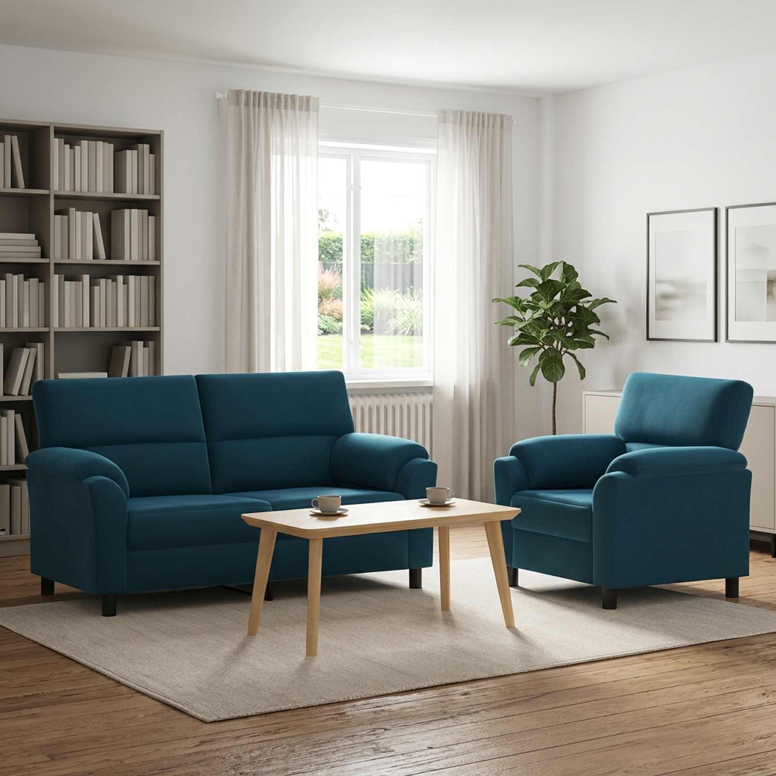 3430443_1.jpg vidaXL Sada pohoviek 2 pcs Modrá Zamat – Obrázok 1