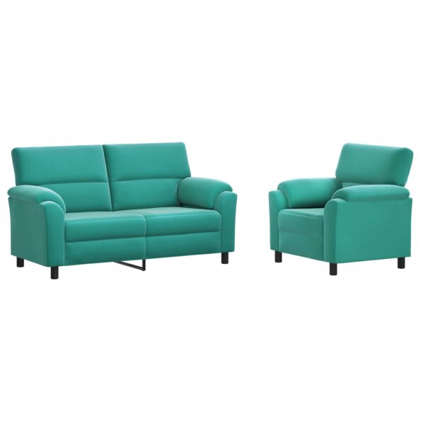 vidaXL Sada pohoviek 2 pcs Tyrkysová Zamat – Obrázok 2