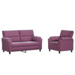 vidaXL Sada pohoviek 2 pcs Fialová Zamat – Obrázok 2