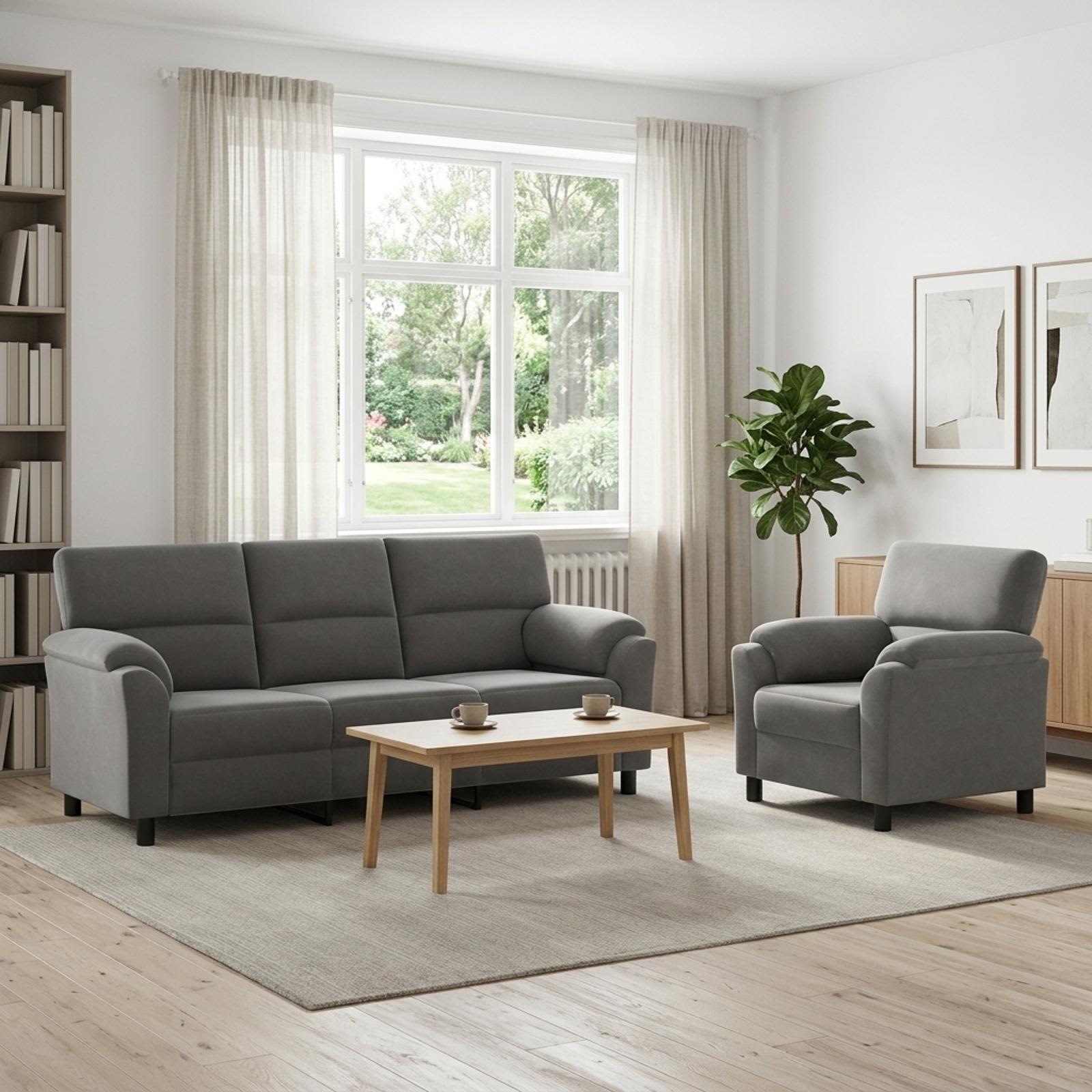 3430449_1.jpg vidaXL Sada pohoviek 2 pcs Tmavosivá Zamat – Obrázok 1