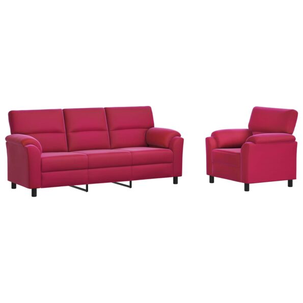 vidaXL Sada pohoviek 2 pcs Víno červené Zamat – Obrázok 2