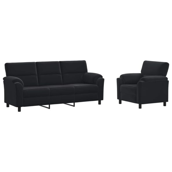 vidaXL Sada pohoviek 2 pcs Čierna Zamat – Obrázok 2