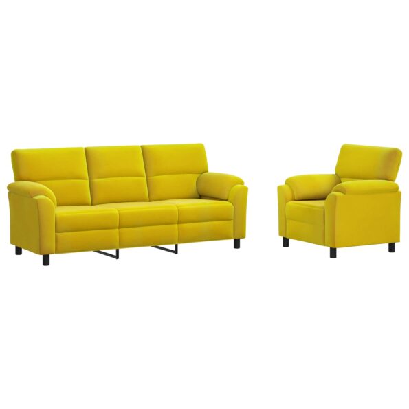 vidaXL Sada pohoviek 2 pcs Žltá Zamat – Obrázok 2