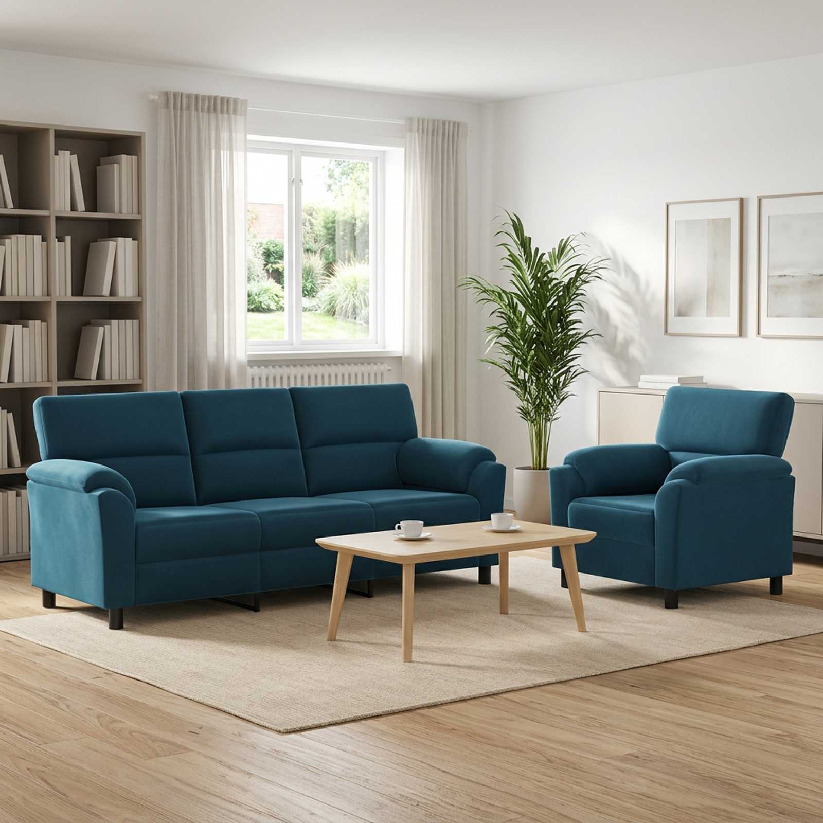 3430457_1.jpg vidaXL Sada pohoviek 2 pcs Modrá Zamat – Obrázok 1