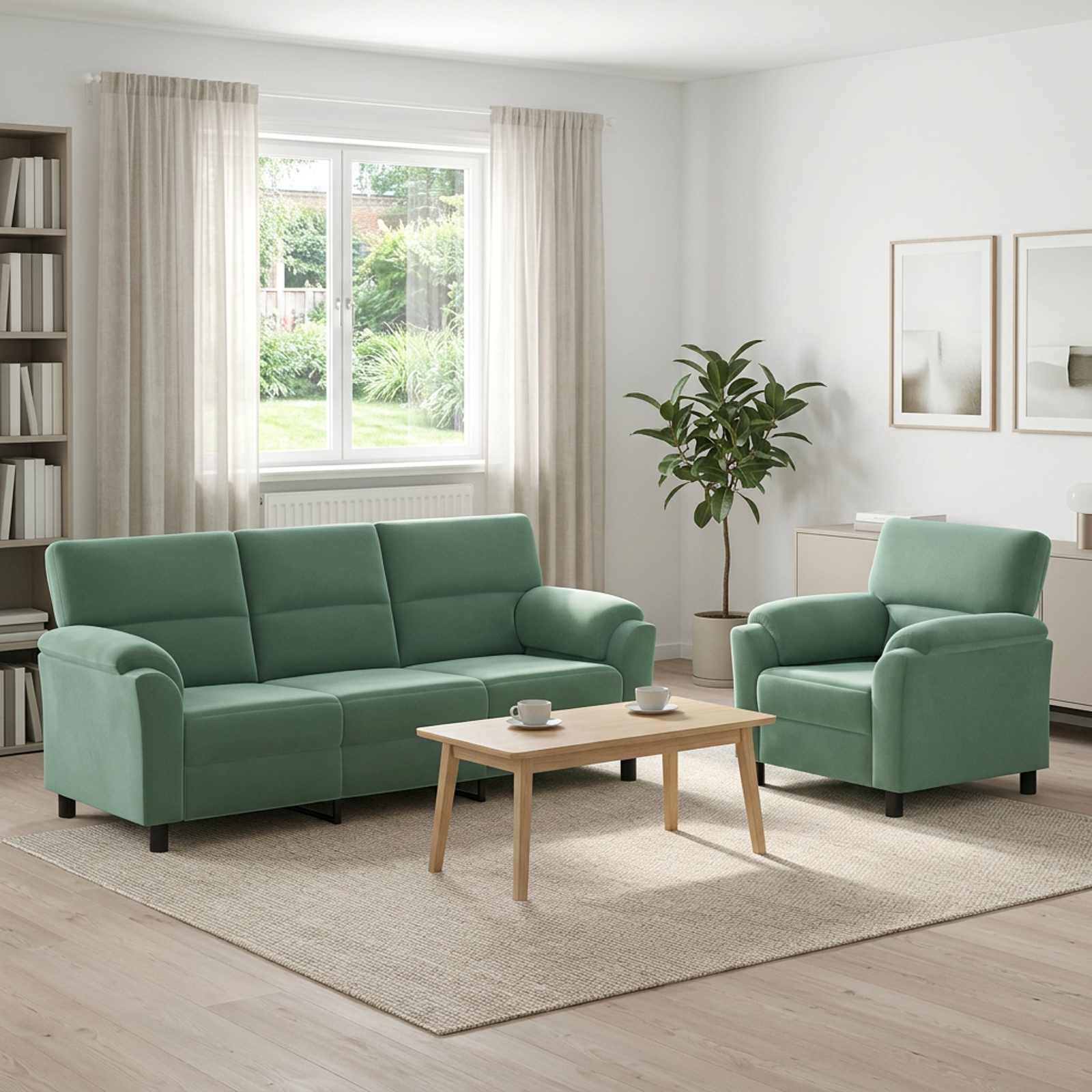 3430459_1.jpg vidaXL Sada pohoviek 2 pcs Morská zelená Zamat – Obrázok 1