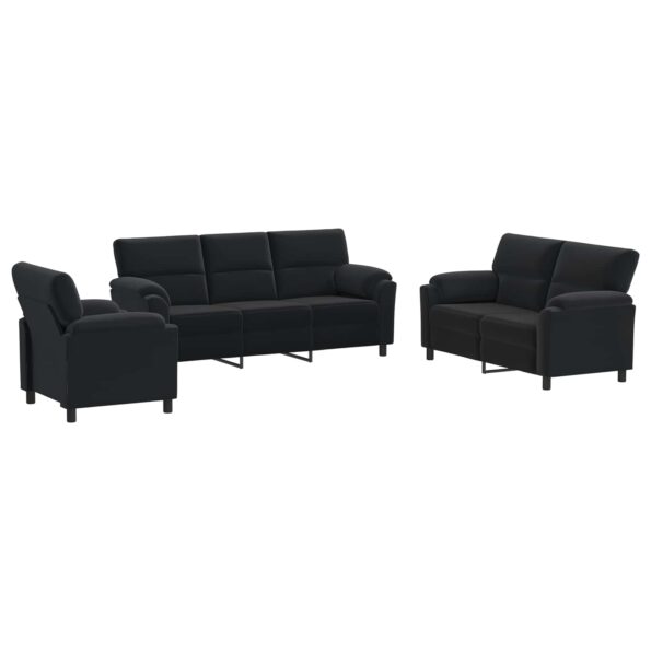 vidaXL Sada pohoviek 3 pcs Čierna Zamat – Obrázok 2