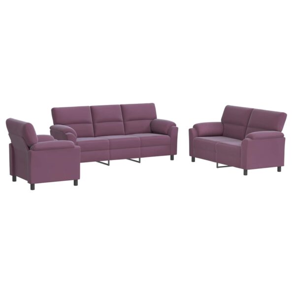 vidaXL Sada pohoviek 3 pcs Fialová Zamat – Obrázok 2