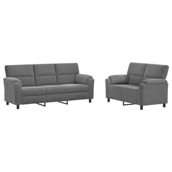 vidaXL Sada pohoviek 2 pcs Tmavosivá Zamat – Obrázok 2