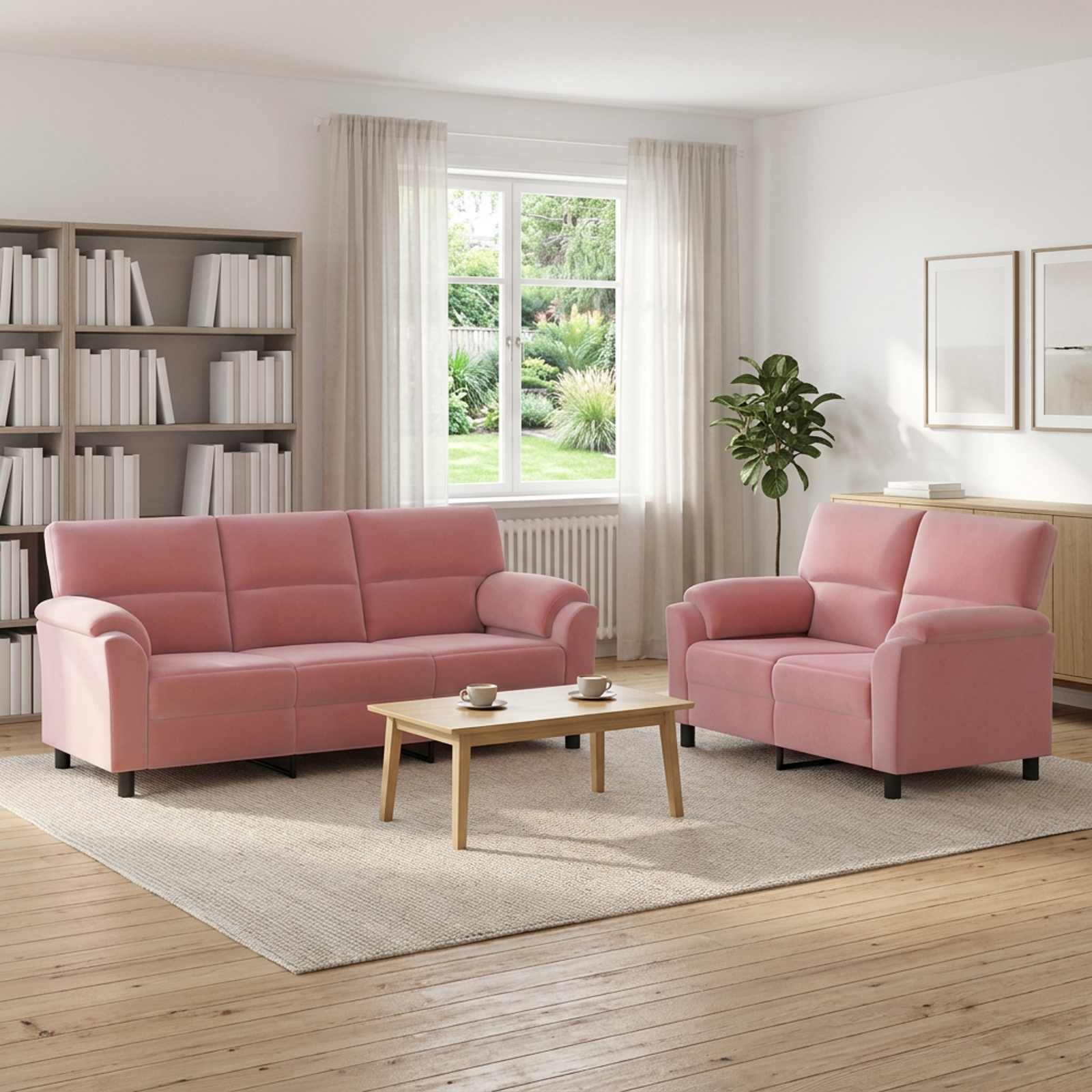 3430494_1.jpg vidaXL Sada pohoviek 2 pcs Ružová Zamat – Obrázok 1