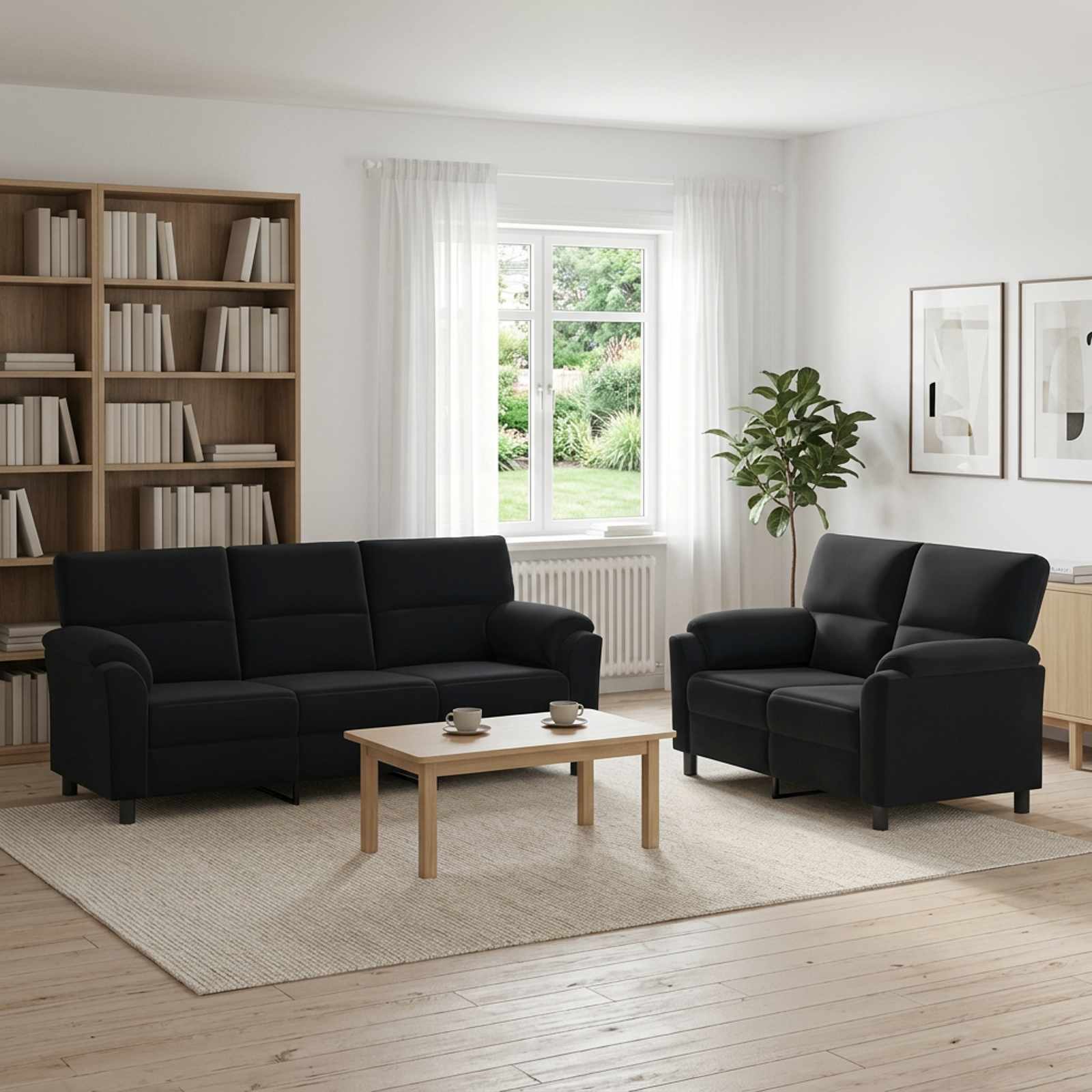 3430496_1.jpg vidaXL Sada pohoviek 2 pcs Čierna Zamat – Obrázok 1