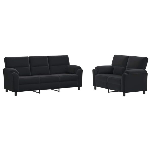 vidaXL Sada pohoviek 2 pcs Čierna Zamat – Obrázok 2