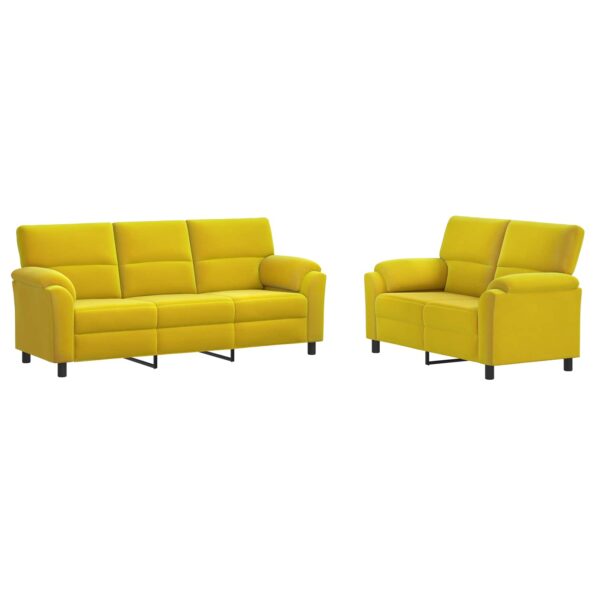 vidaXL Sada pohoviek 2 pcs Žltá Zamat – Obrázok 2