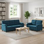 vidaXL Sada pohoviek 2 pcs Modrá Zamat
